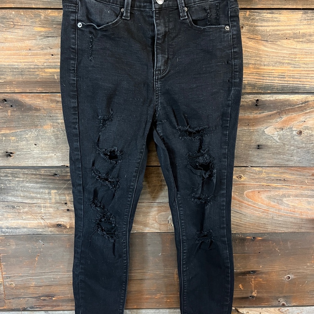 Distressed Black Women's Jeans